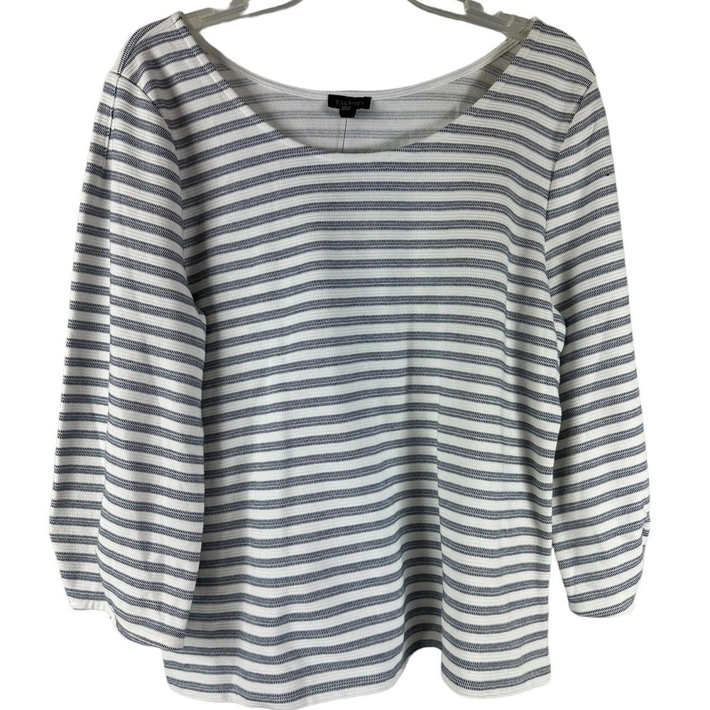 Talbots Striped Women's Sz L ShirtStripe Balloon Sleeve NWT Nautical Resort